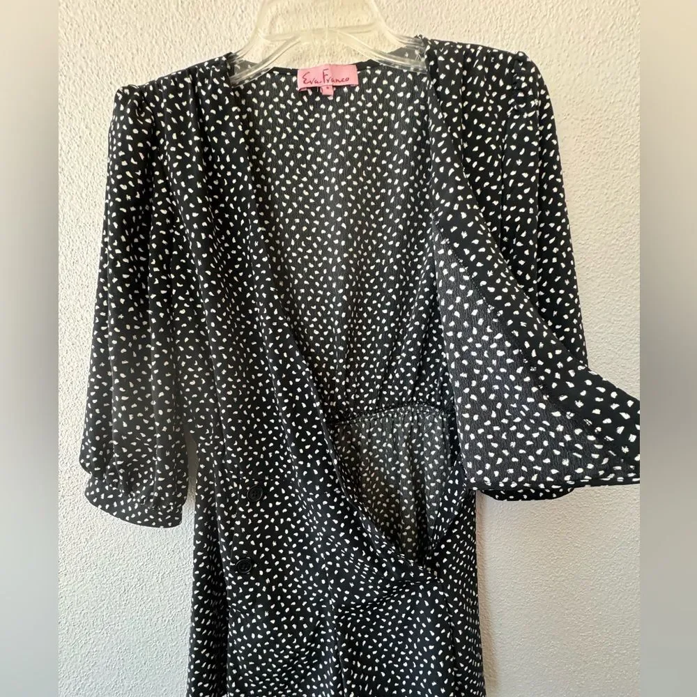 Antropologie Eva Franco Romper Black White Polka Dot Feminine SZ 2